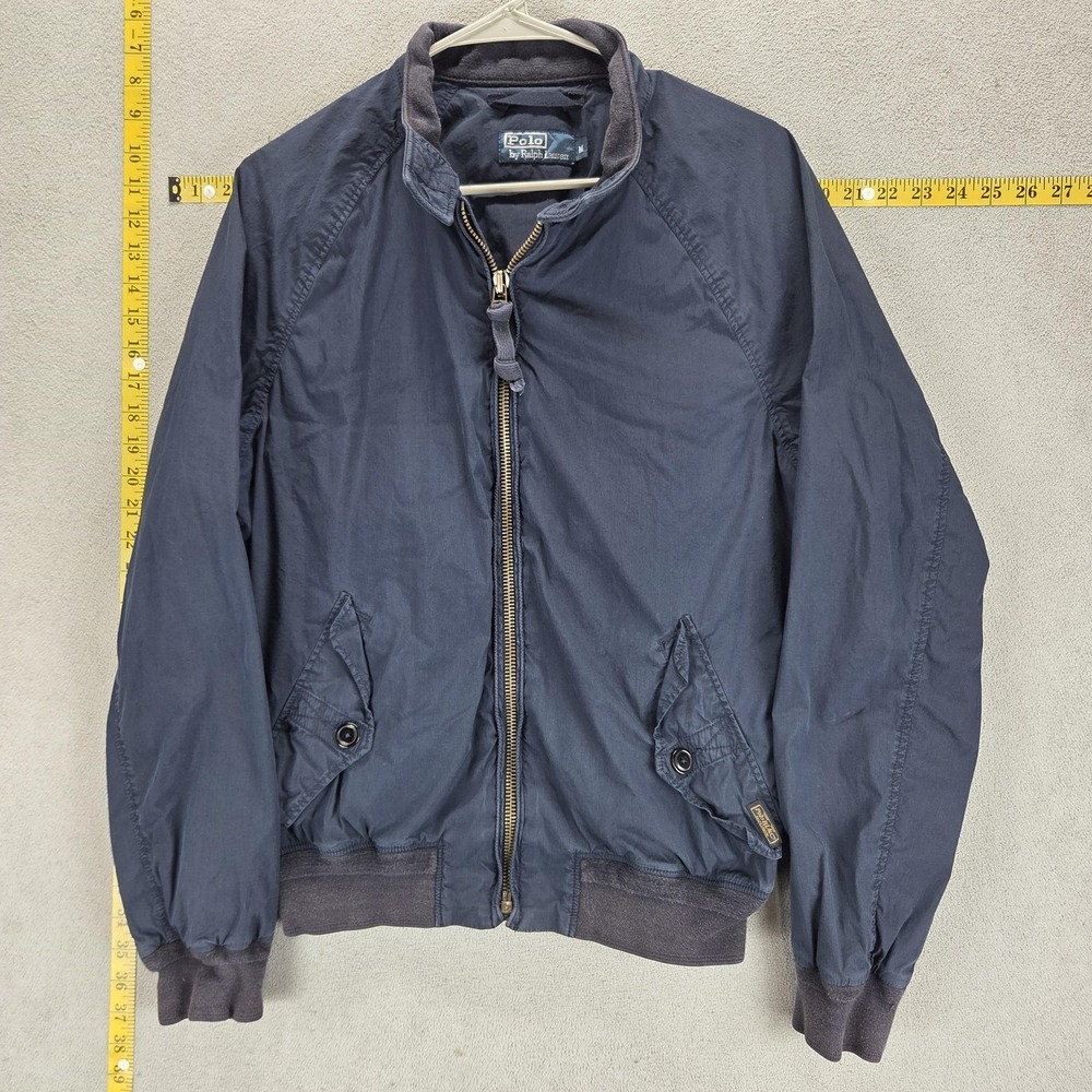 Vintage Polo Ralph Lauren Jacket Mens Medium Blue Bomber Windbreaker Full Zip